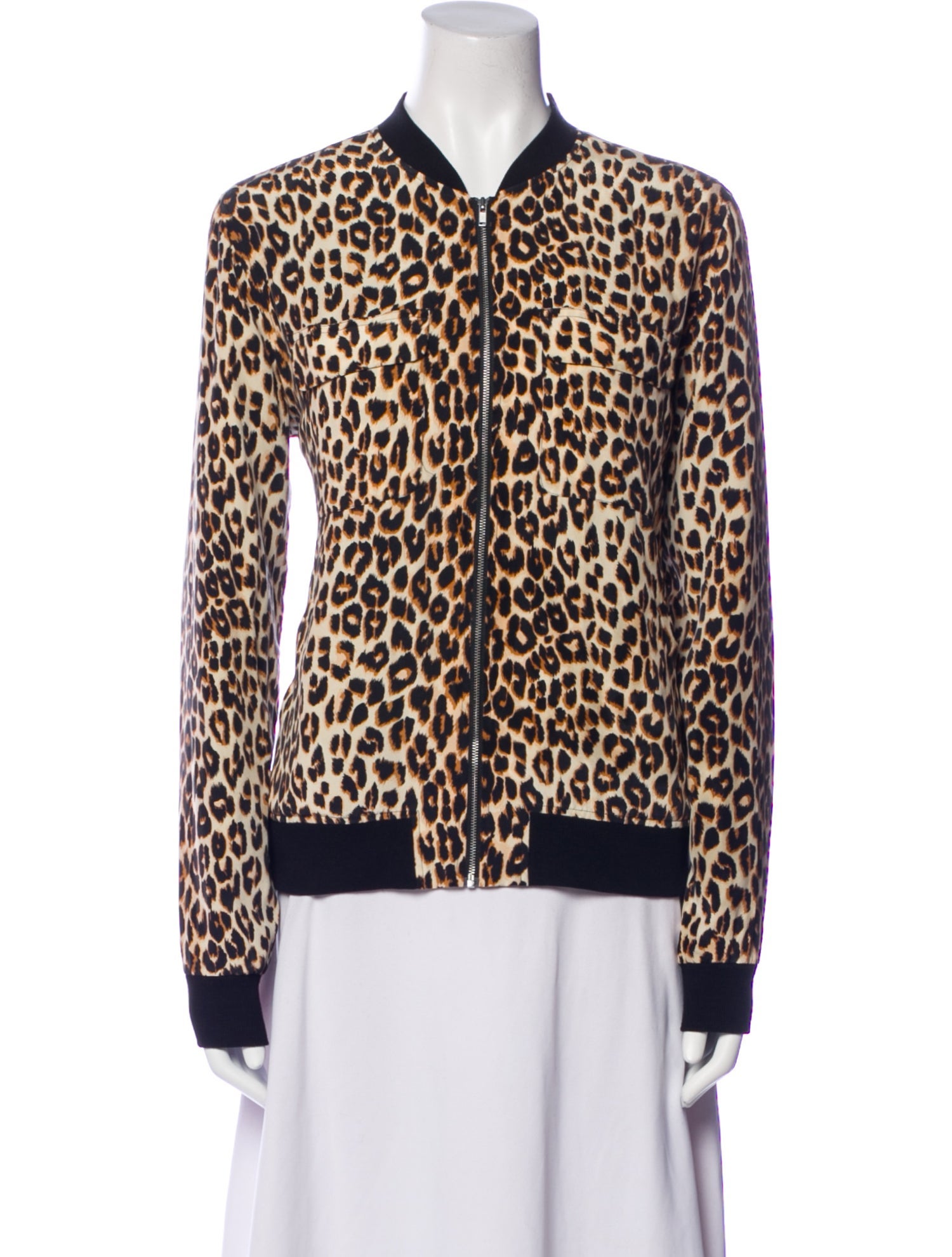 Equipment Silk Animal Print Bomber Jacket