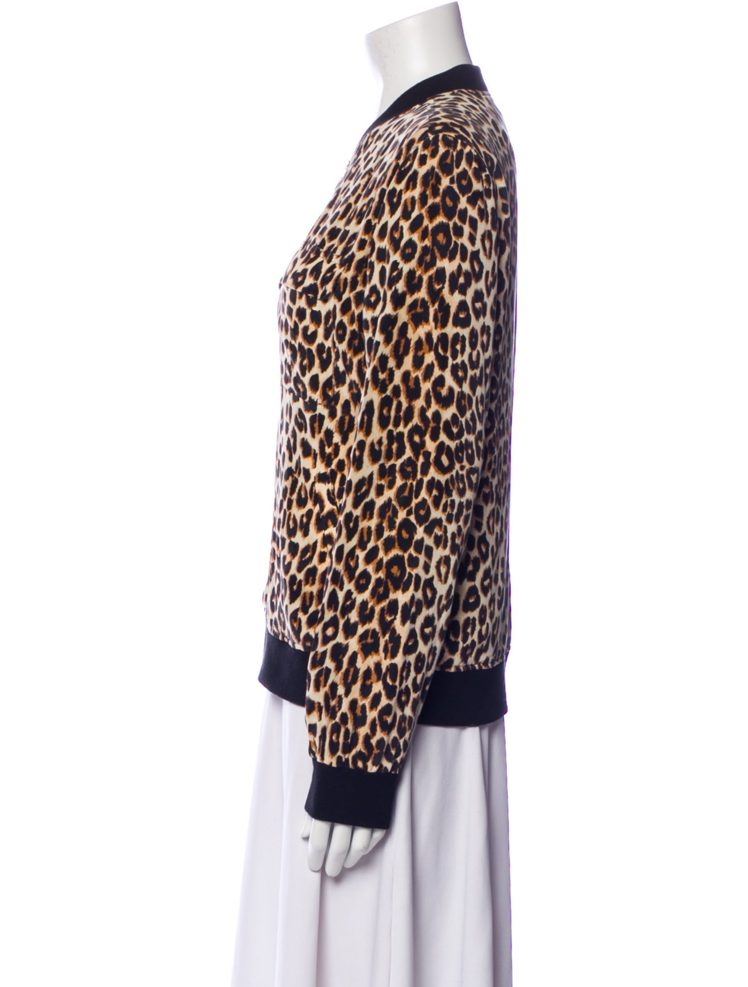 Equipment Silk Animal Print Bomber Jacket