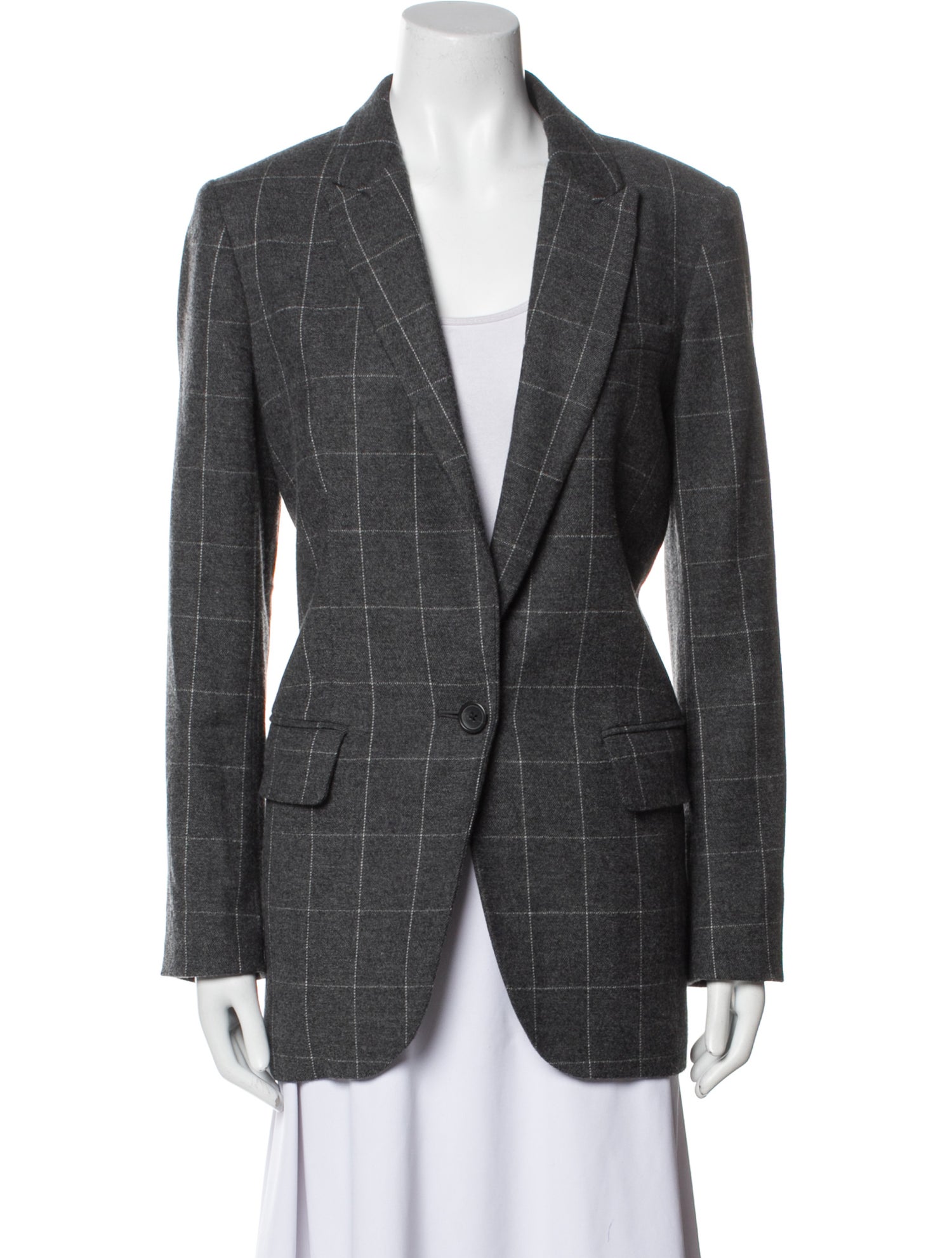 Equipment Wool Plaid Print Blazer
