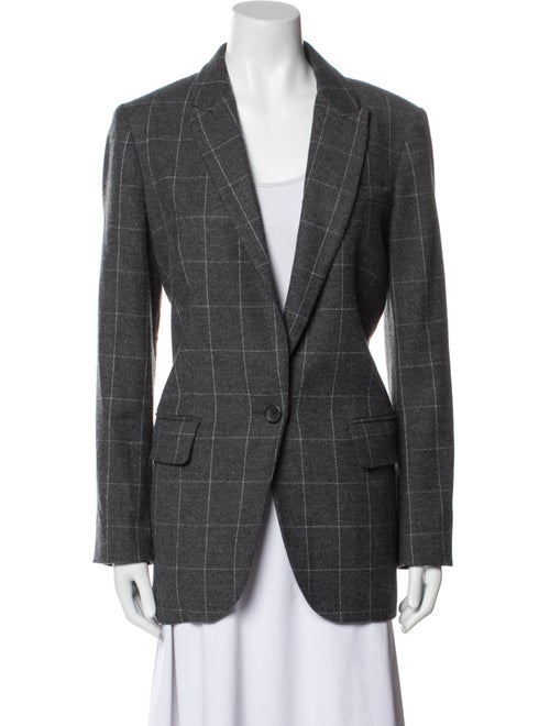 Equipment Wool Plaid Print Blazer