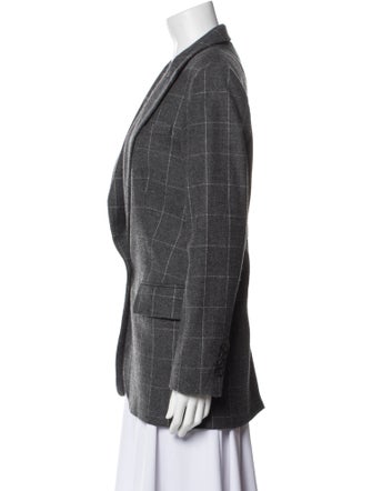 Equipment Wool Plaid Print Blazer