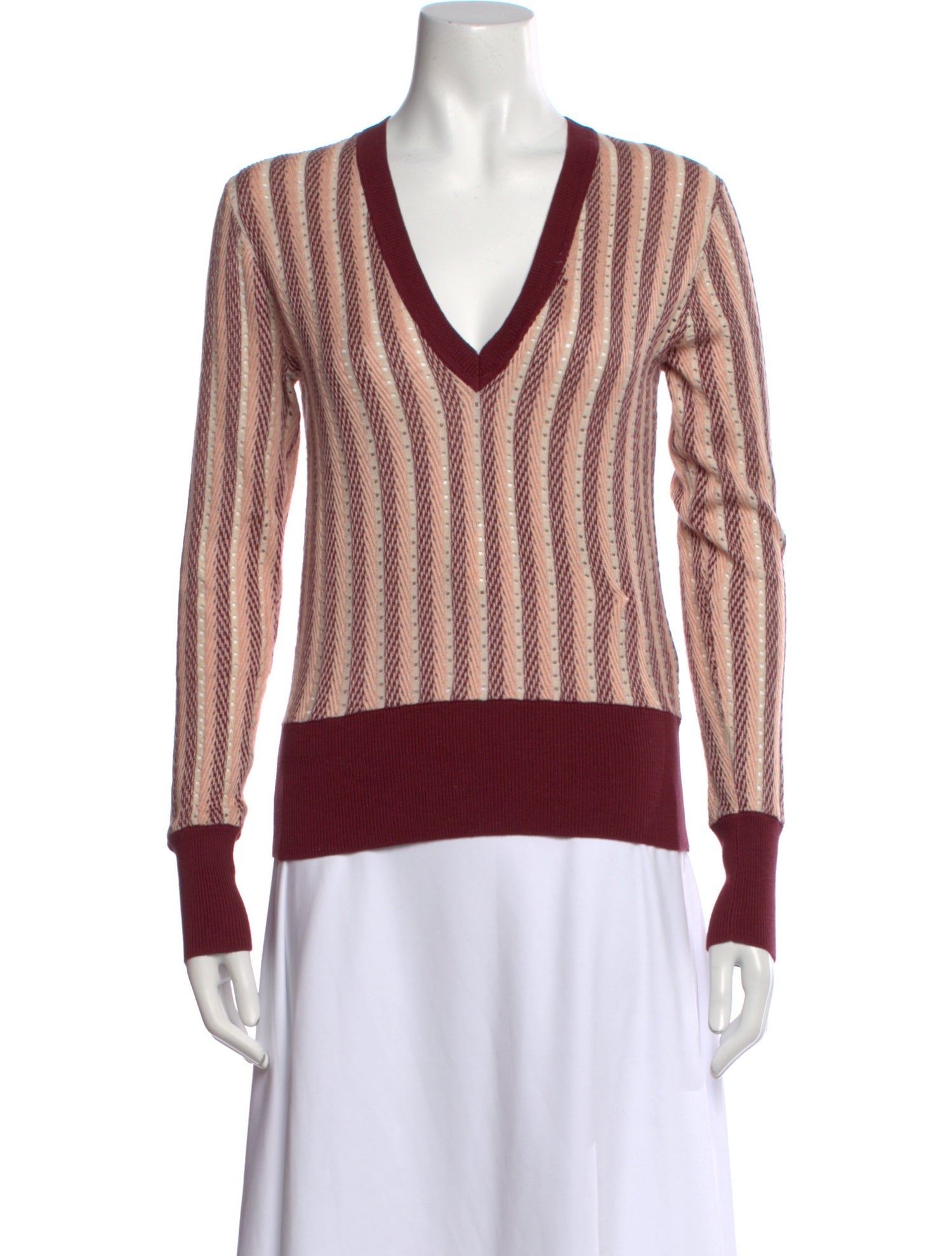 Equipment Striped V-Neck Sweater