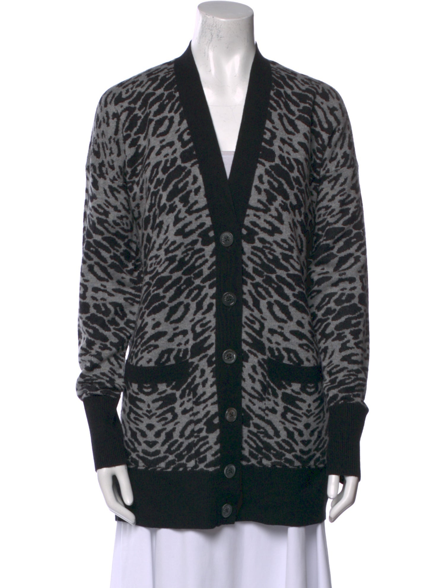 Equipment Animal Print V-Neck Sweater