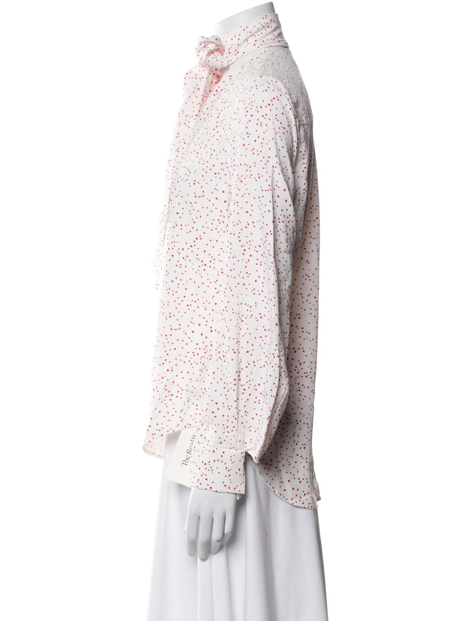 Equipment Polka Dot Print Mock Neck Button-Up Top w/ Tags