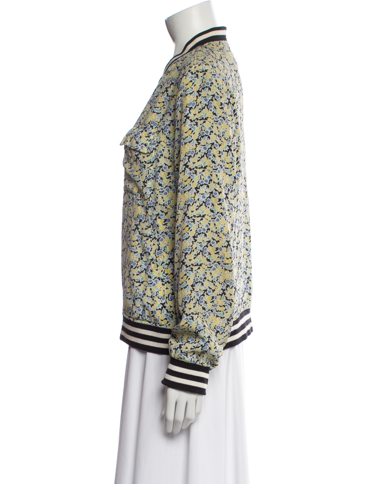 Equipment Silk Floral Print Bomber Jacket