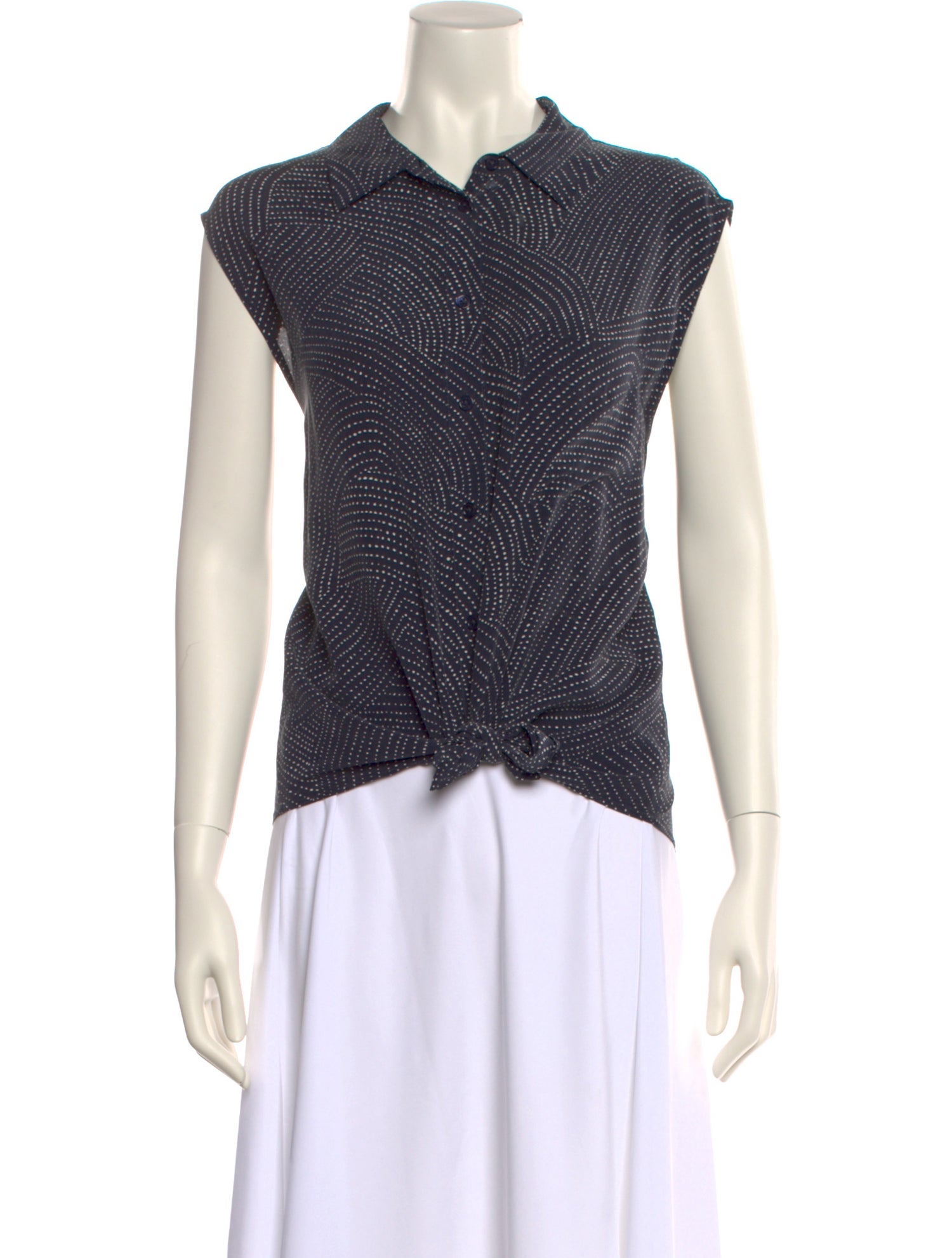 Equipment Silk Polka Dot Print Button-Up Top