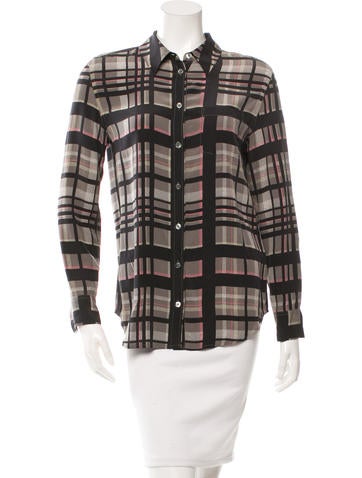 Equipment Silk Plaid Blouse