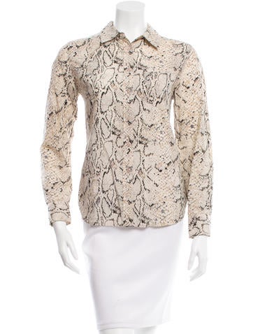 Equipment Snake Print Button-Up Top