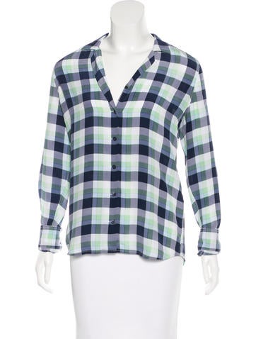 Equipment Silk Plaid Top