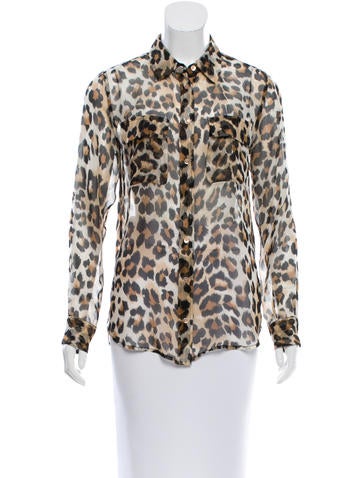 Equipment Leopard Print Silk Blouse