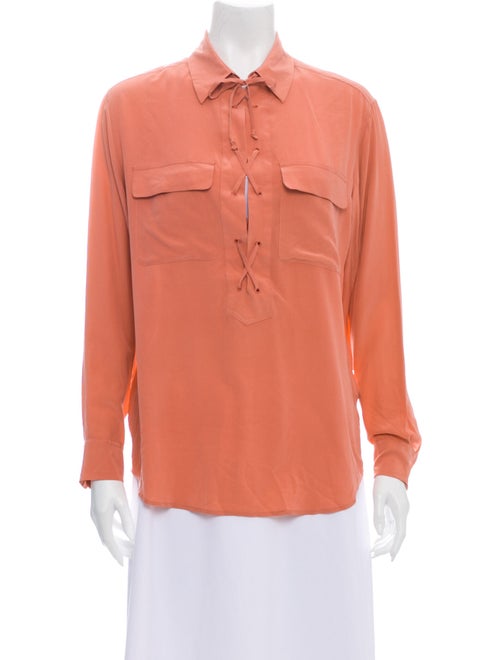 Equipment Silk Long Sleeve Blouse Pink