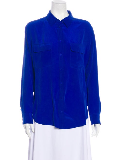 Equipment Silk Long Sleeve Blouse Blue
