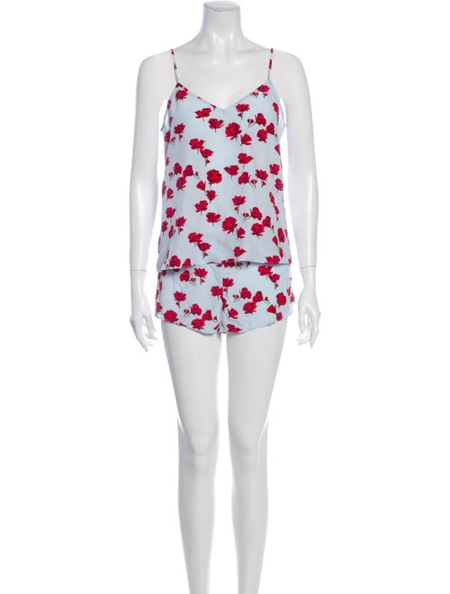 Equipment Silk Floral Print Pajamas Blue