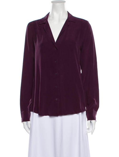 Equipment Silk V-Neck Button-Up Top Purple
