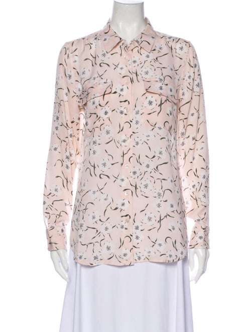 Equipment Silk Floral Print Button-Up Top Pink