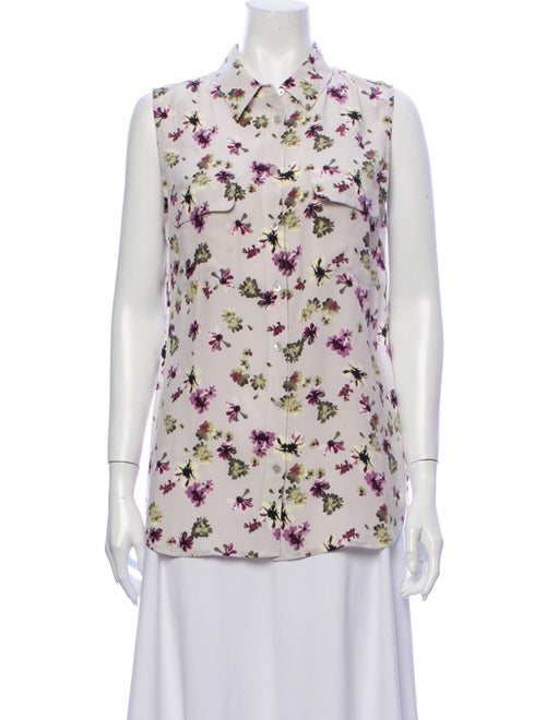 Equipment Silk Floral Print Button-Up Top