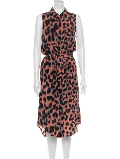 Equipment Silk Midi Length Dress Pink