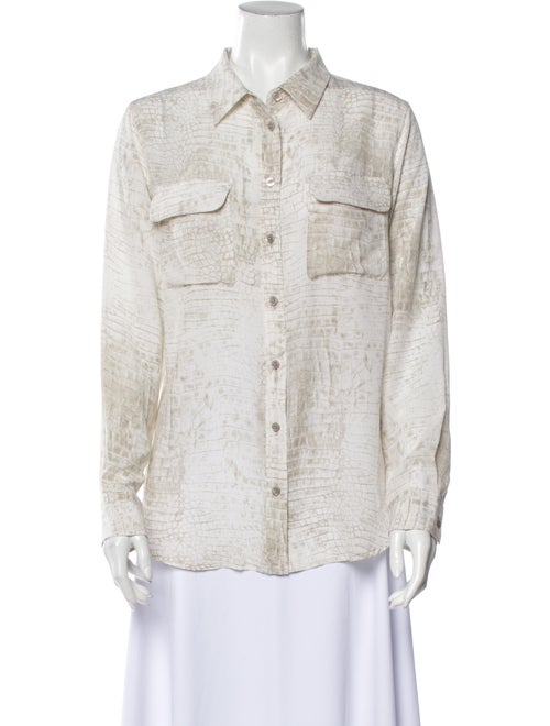 Equipment Silk Animal Print Button-Up Top