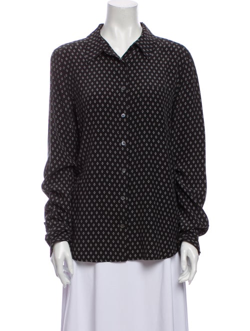 Equipment Silk Printed Button-Up Top Grey