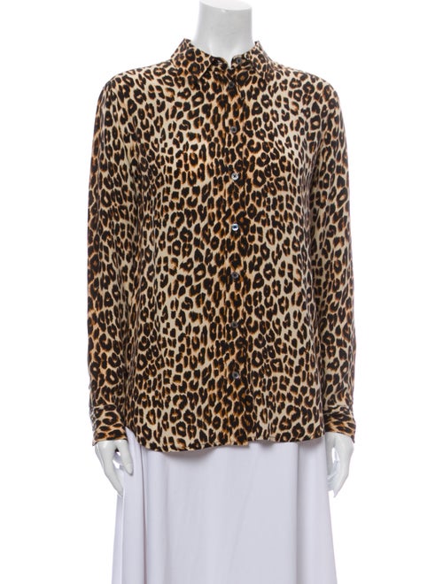 Equipment Silk Animal Print Button-Up Top