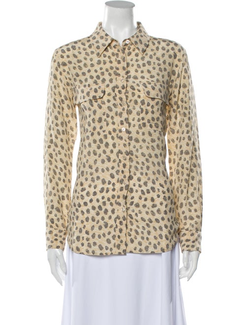 Equipment Silk Printed Button-Up Top