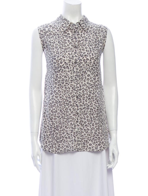 Equipment Silk Animal Print Blouse Grey