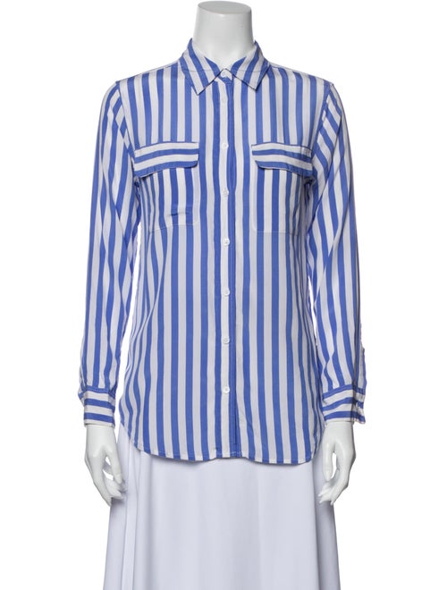 Equipment Silk Striped Button-Up Top White