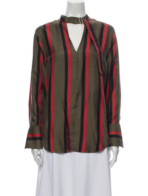 Equipment Silk Striped Blouse Green