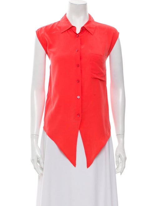 Equipment Silk Sleeveless Button-Up Top Orange