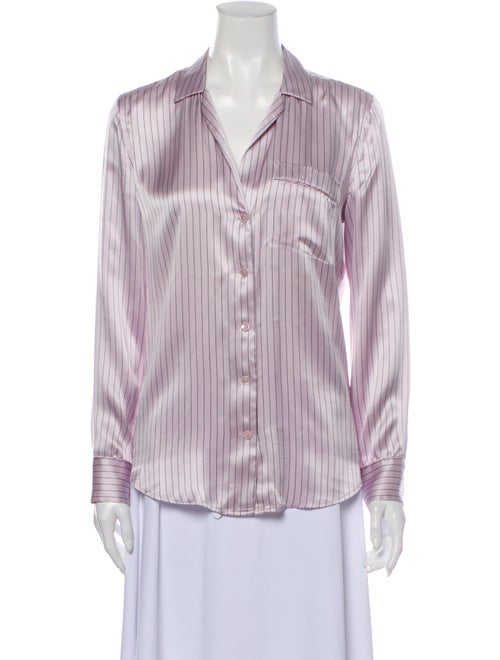 Equipment Silk Striped Button-Up Top Purple