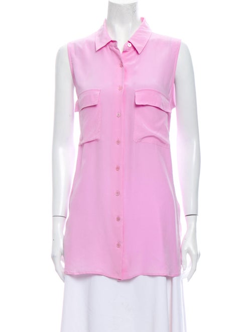 Equipment Silk Sleeveless Button-Up Top Purple