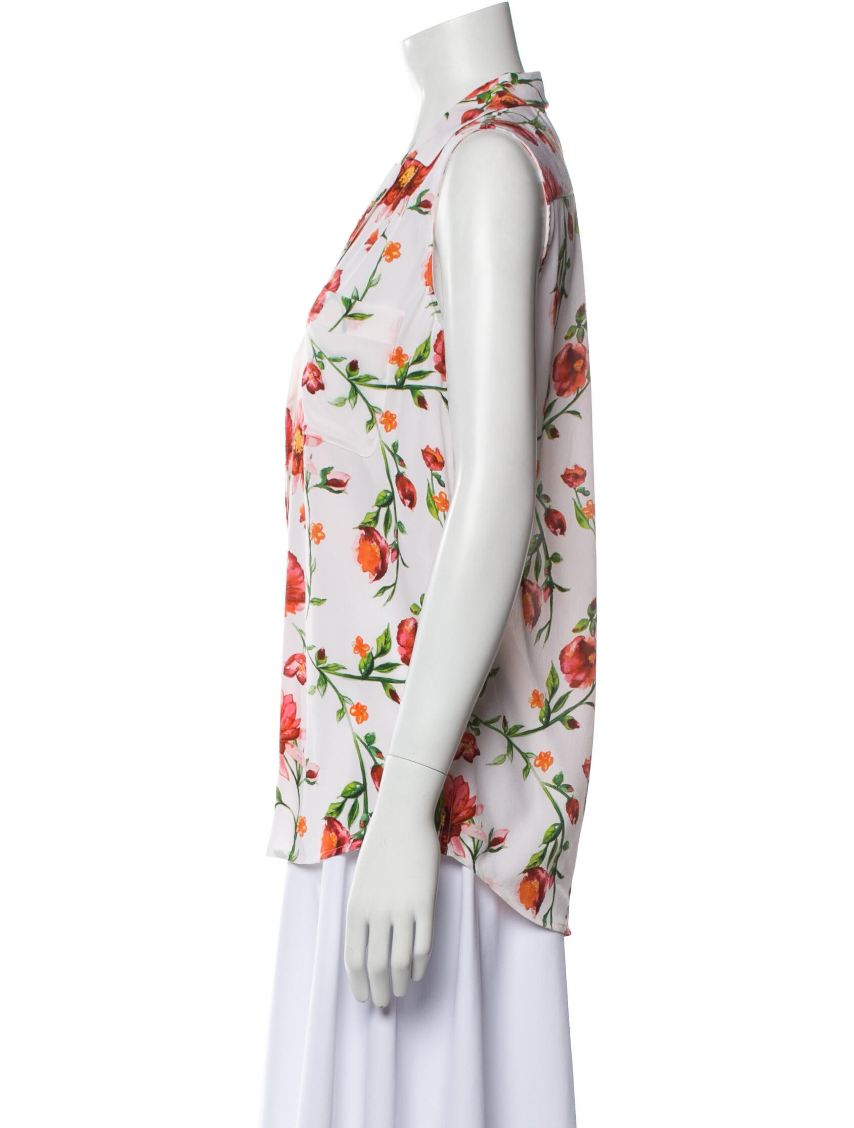 Equipment Silk Floral Print Button-Up Top w/ Tags