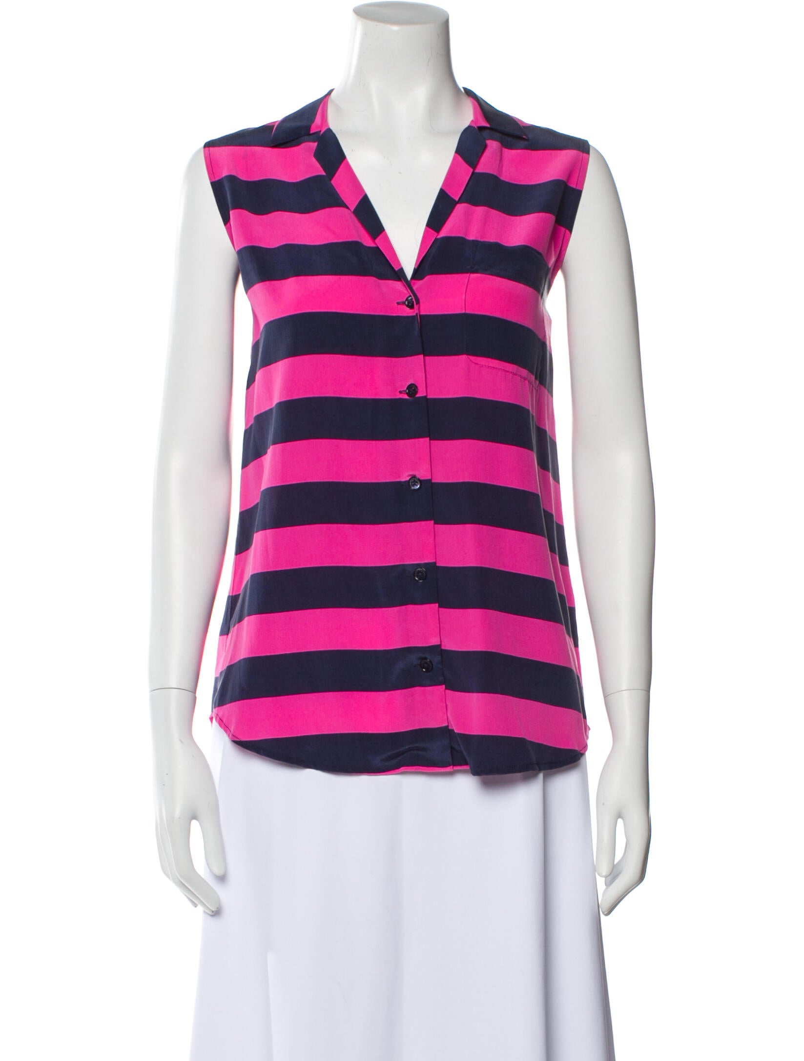Equipment Silk Striped Button-Up Top w/ Tags
