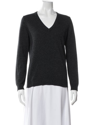 Pre-owned Eric Bompard Cashmere V-neck Sweater In Gray