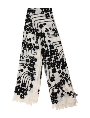 Pre-owned Bompard Cashmere Printed Scarf In Black
