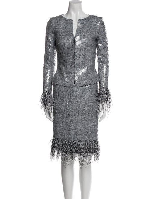 Eric Gaskins Feather Trim Skirt Set