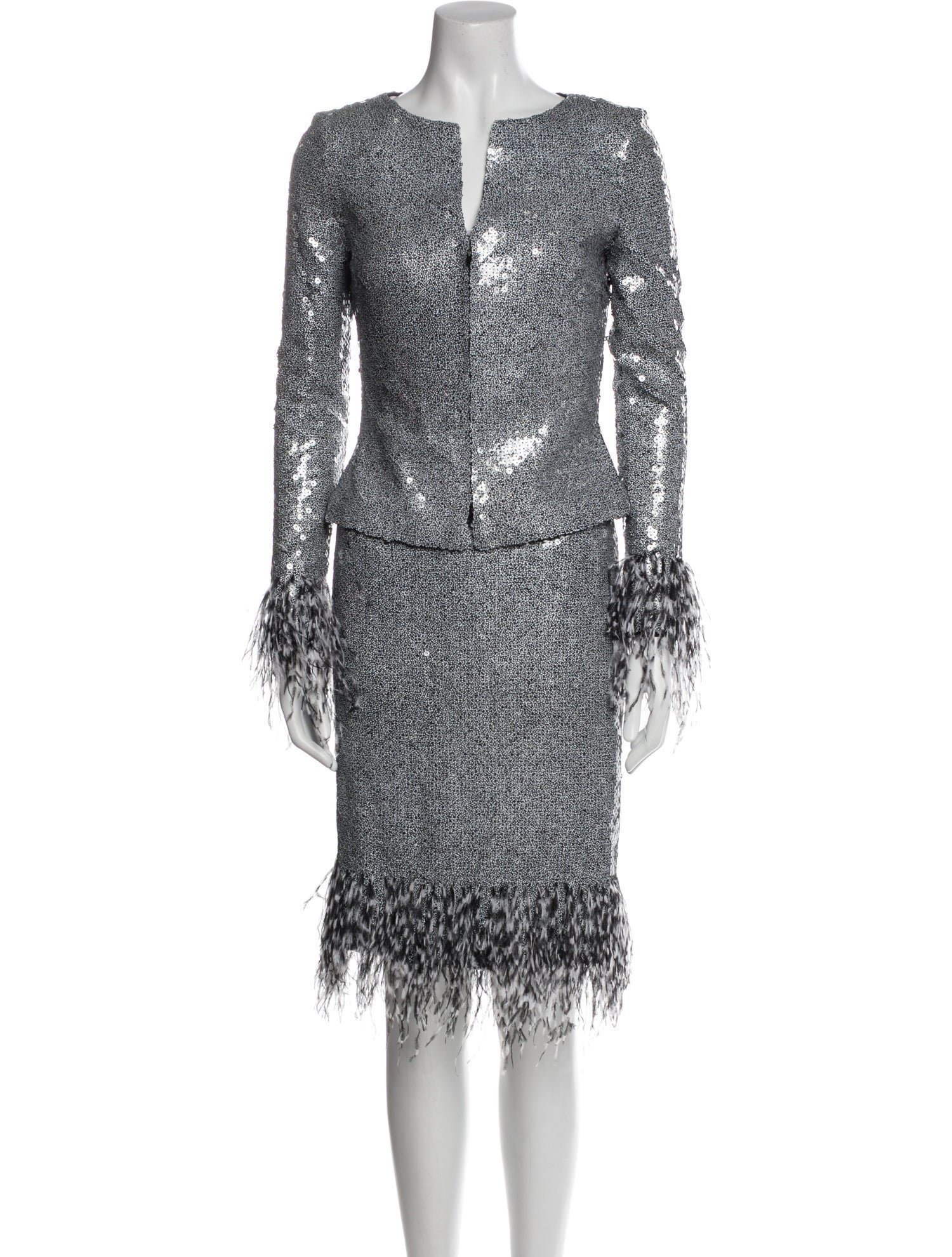 Eric Gaskins Feather Trim Skirt Set