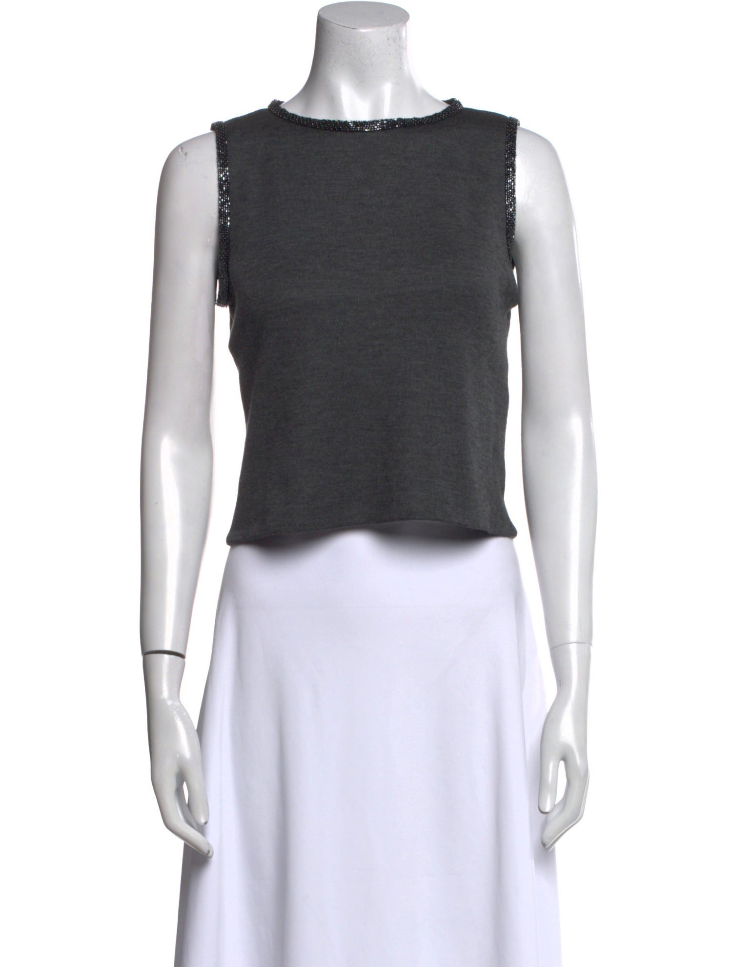 Eric Gaskins Cashmere Bateau Neckline Crop Top