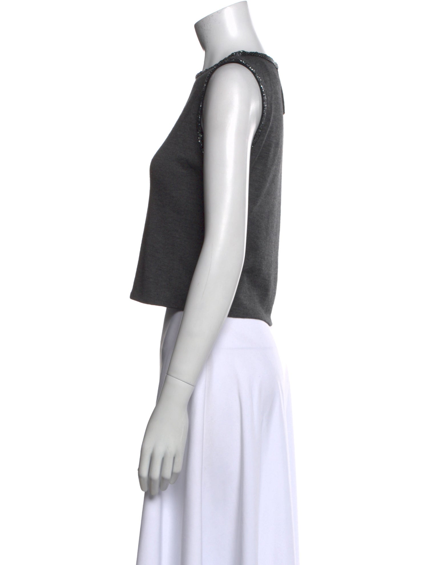 Eric Gaskins Cashmere Bateau Neckline Crop Top
