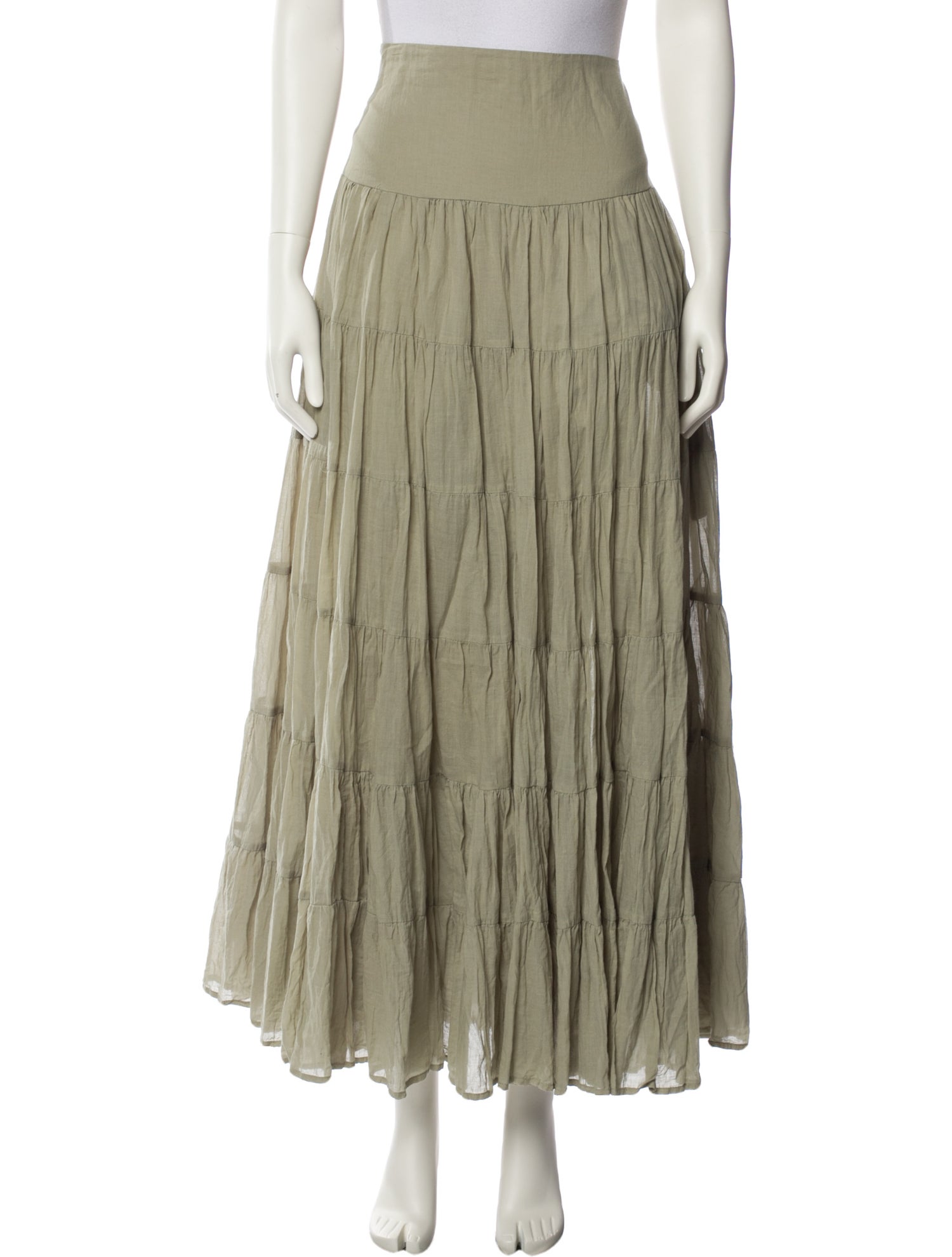 Erika Peña Pleated Accents Long Skirt