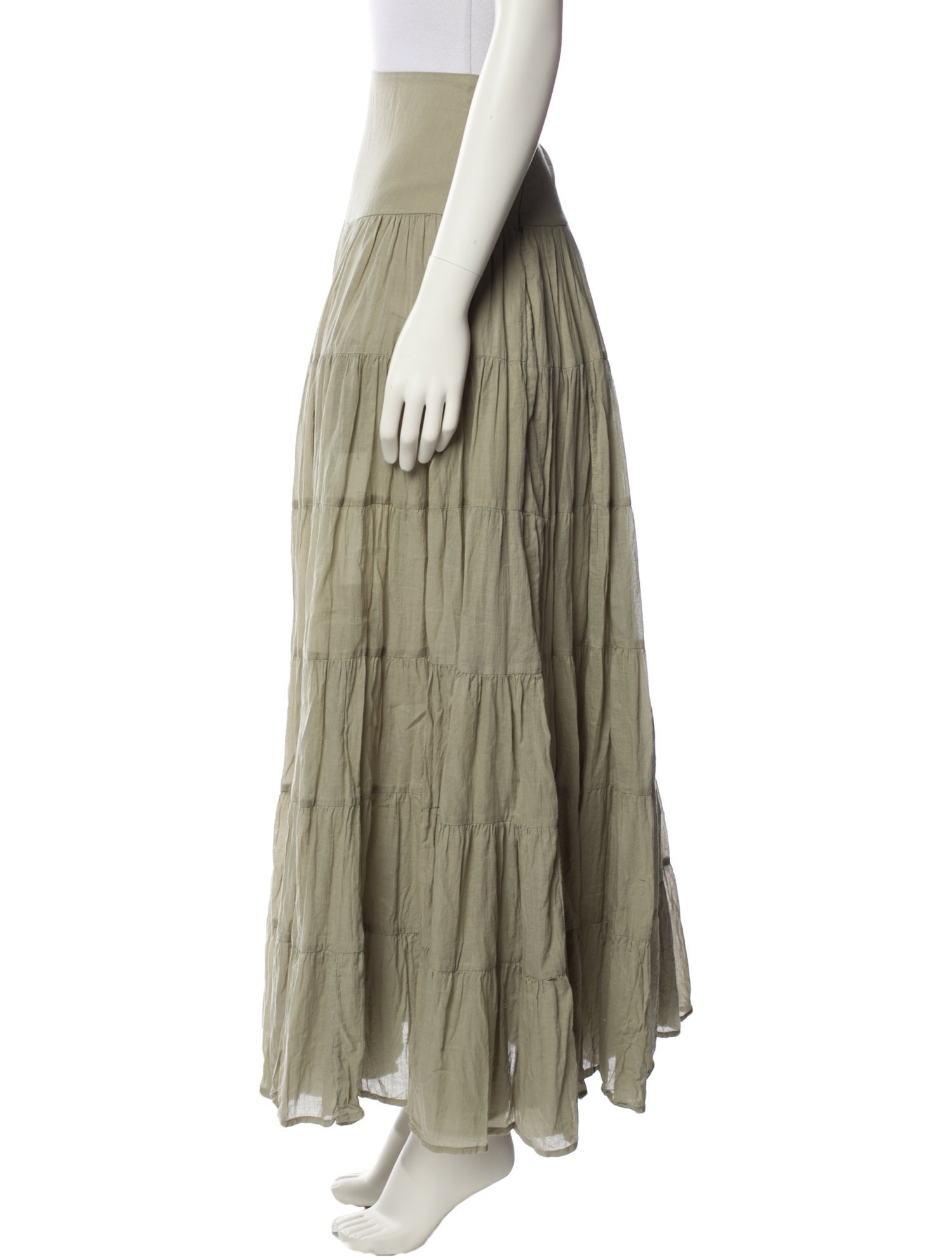 Erika Peña Pleated Accents Long Skirt