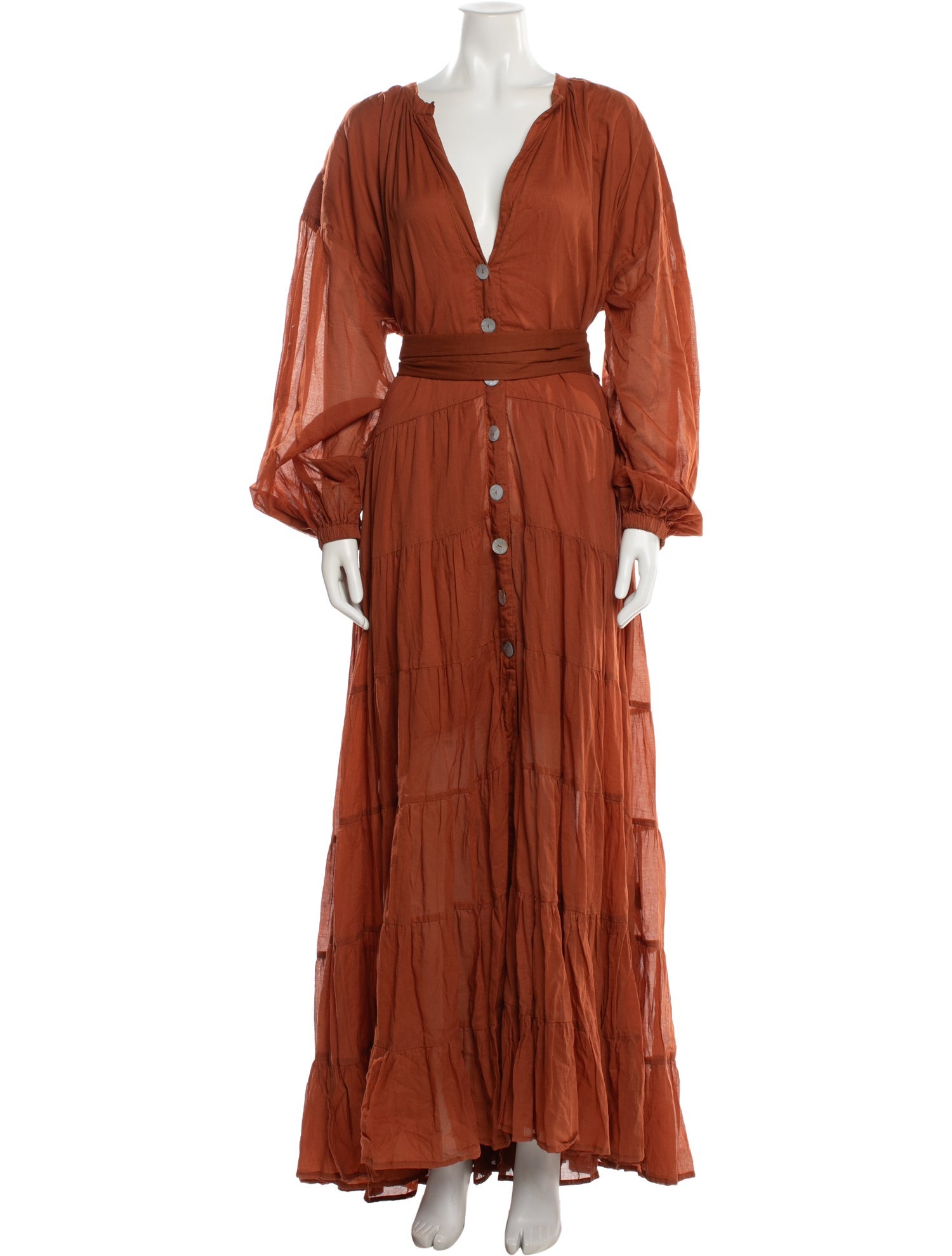 Erika Peña V-Neck Long Dress