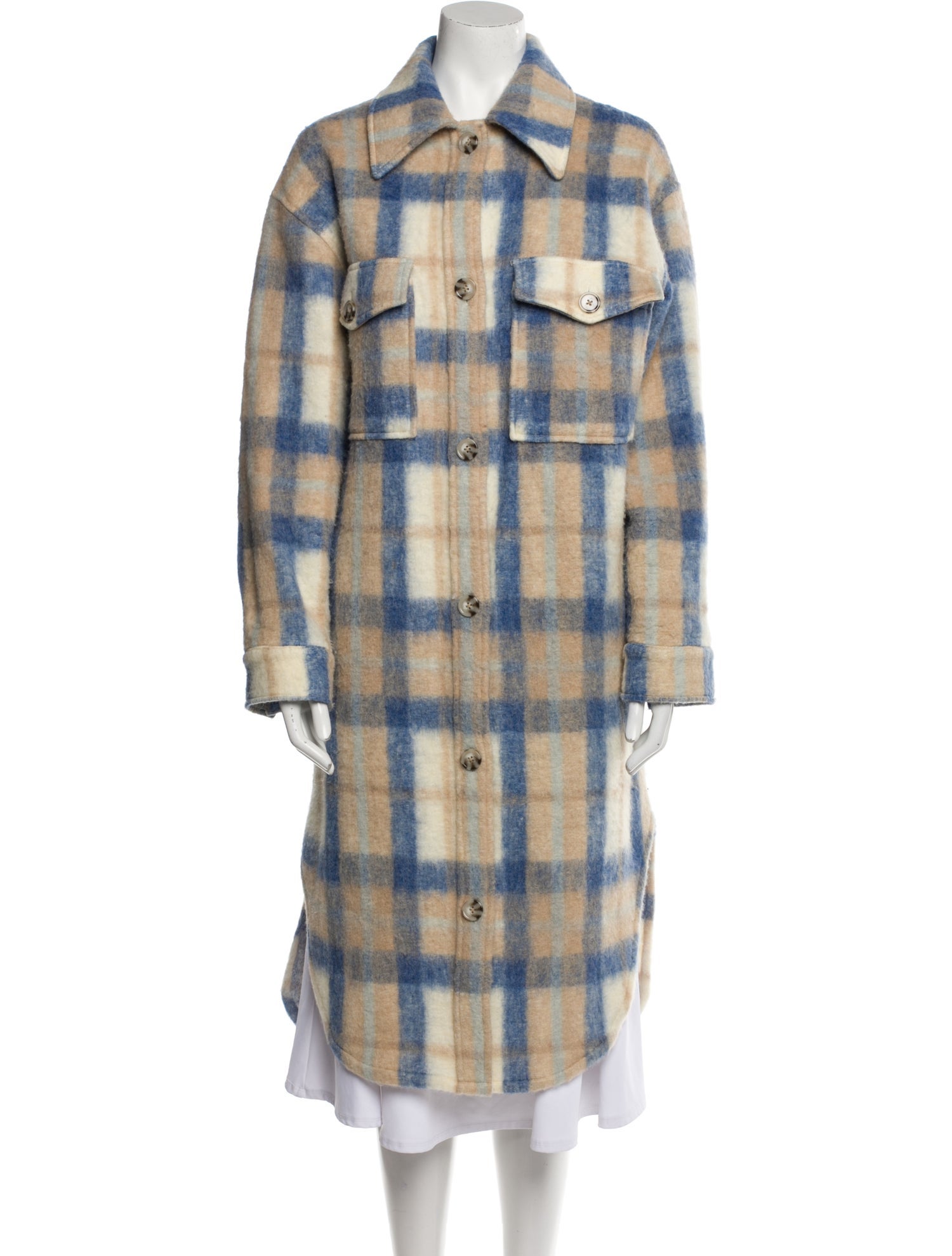 Electric & Rose Plaid Print Trench Coat