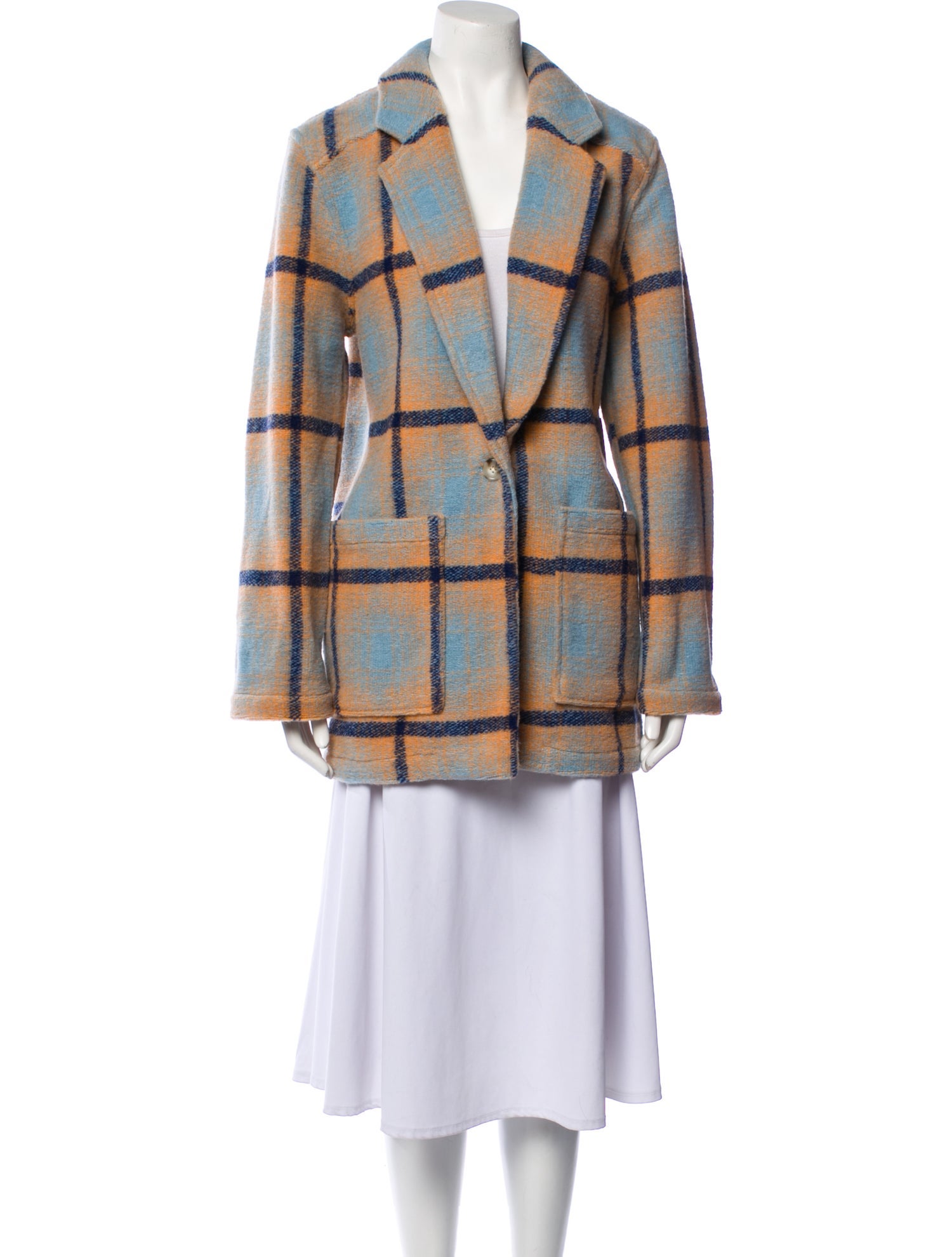 Electric & Rose Plaid Print Peacoat w/ Tags