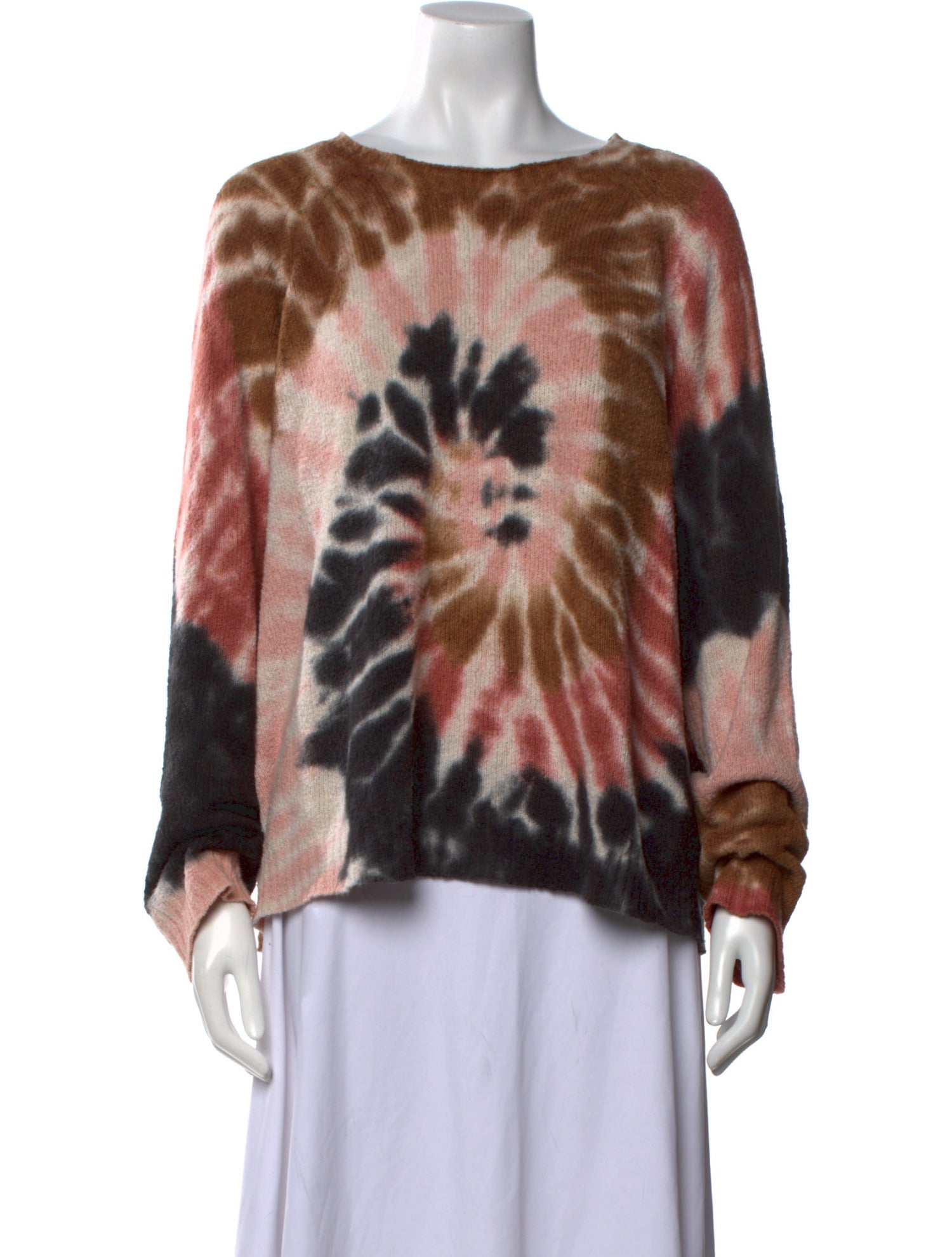 Electric & Rose Tie-Dye Print Bateau Neckline Sweater