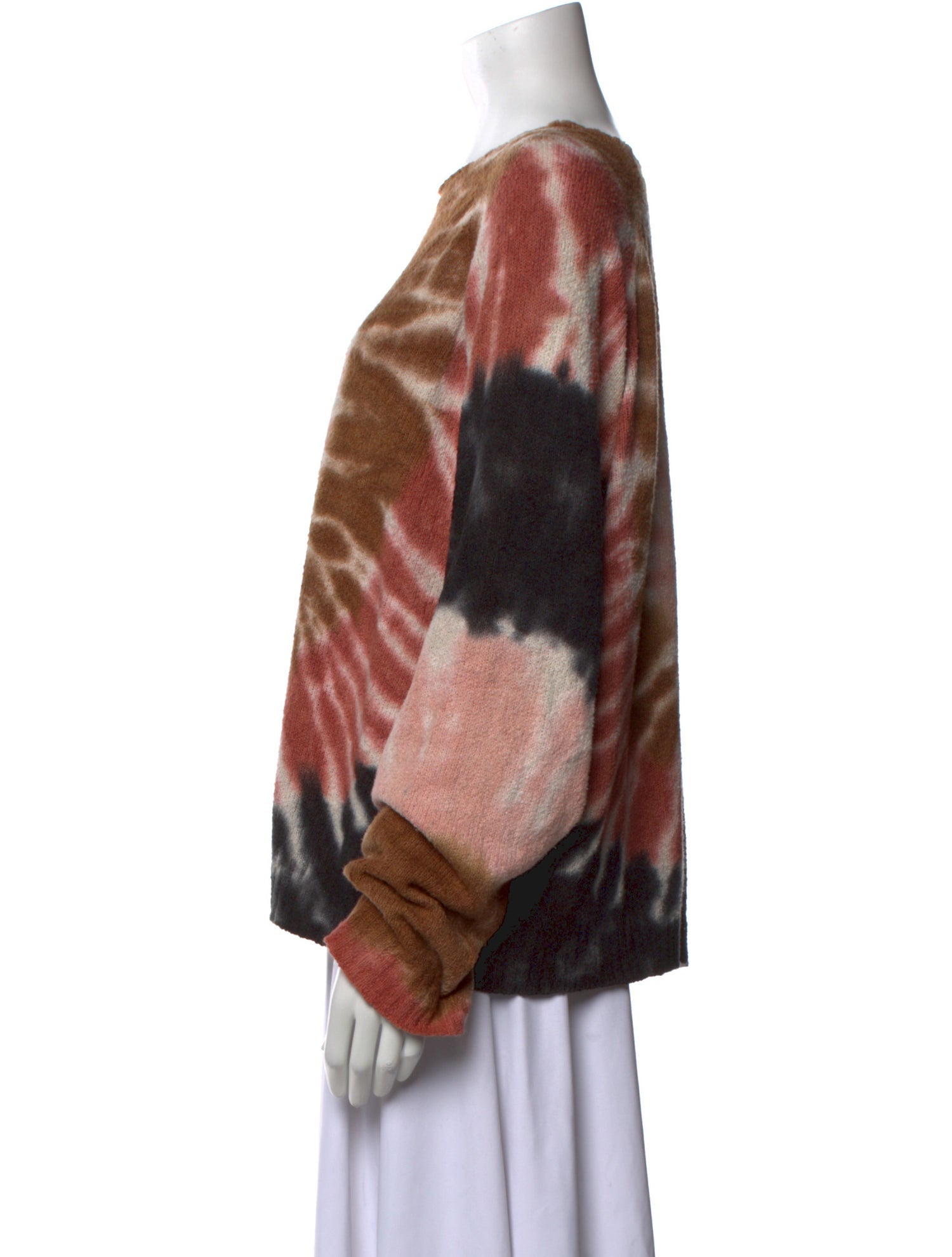 Electric & Rose Tie-Dye Print Bateau Neckline Sweater