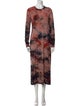 Electric & Rose Tie-Dye Print Long Dress