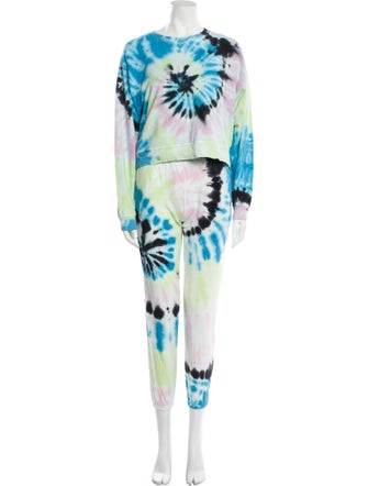 Electric & Rose Tie-Dye Print Distressed Accents Lounge Set