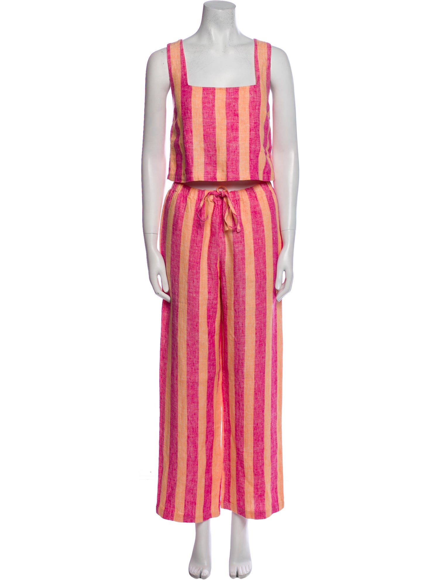 Electric & Rose Linen Striped Pant Set