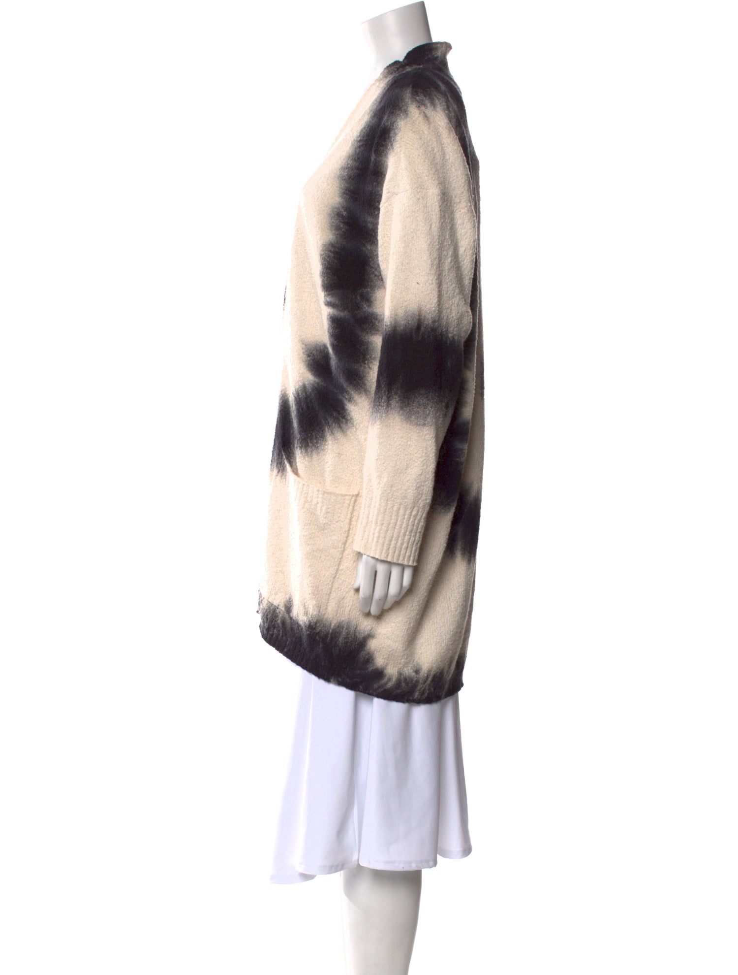 Electric & Rose Tie-Dye Print Open Front Sweater